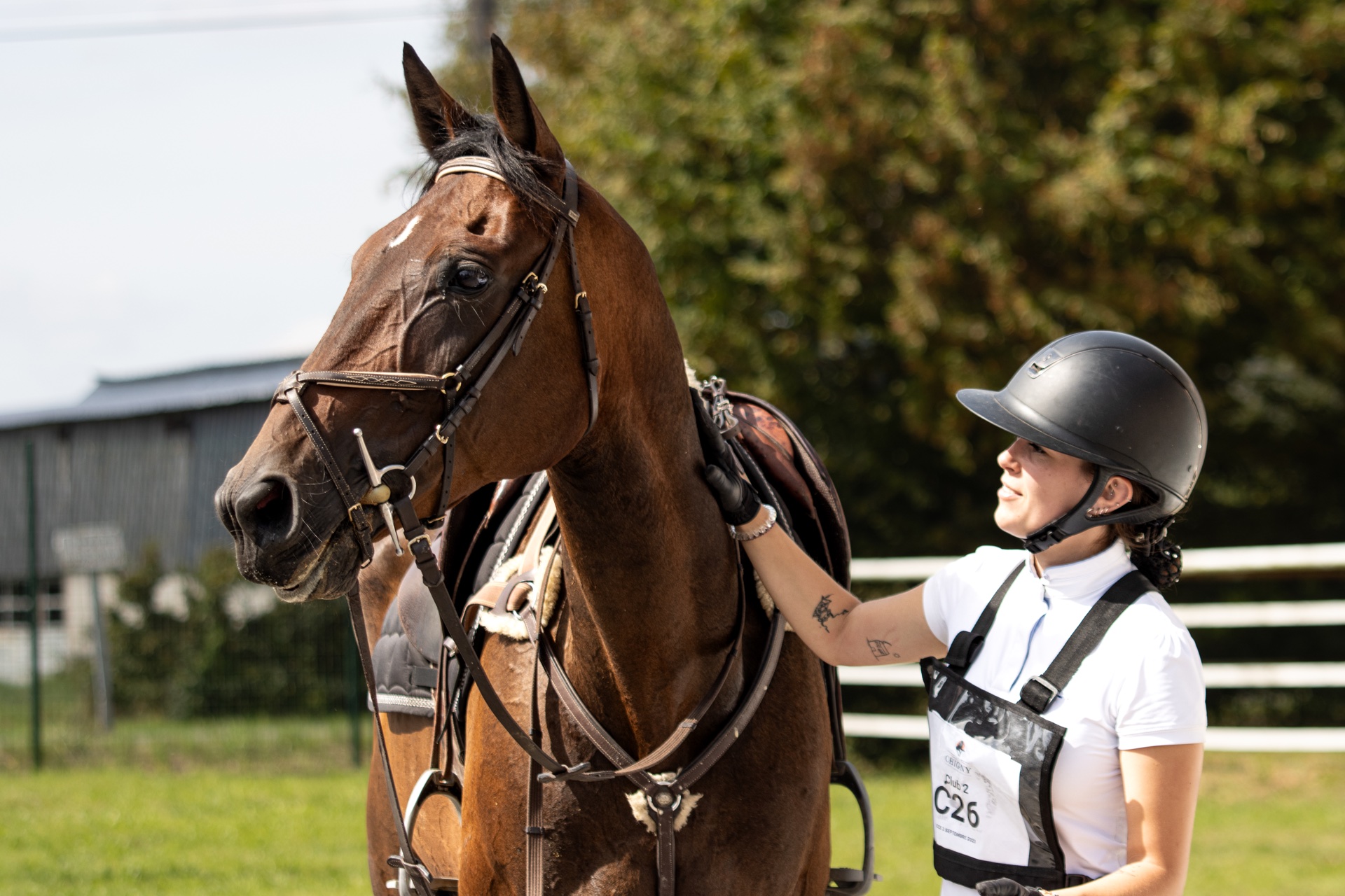 Une personne à côté d’un cheval
